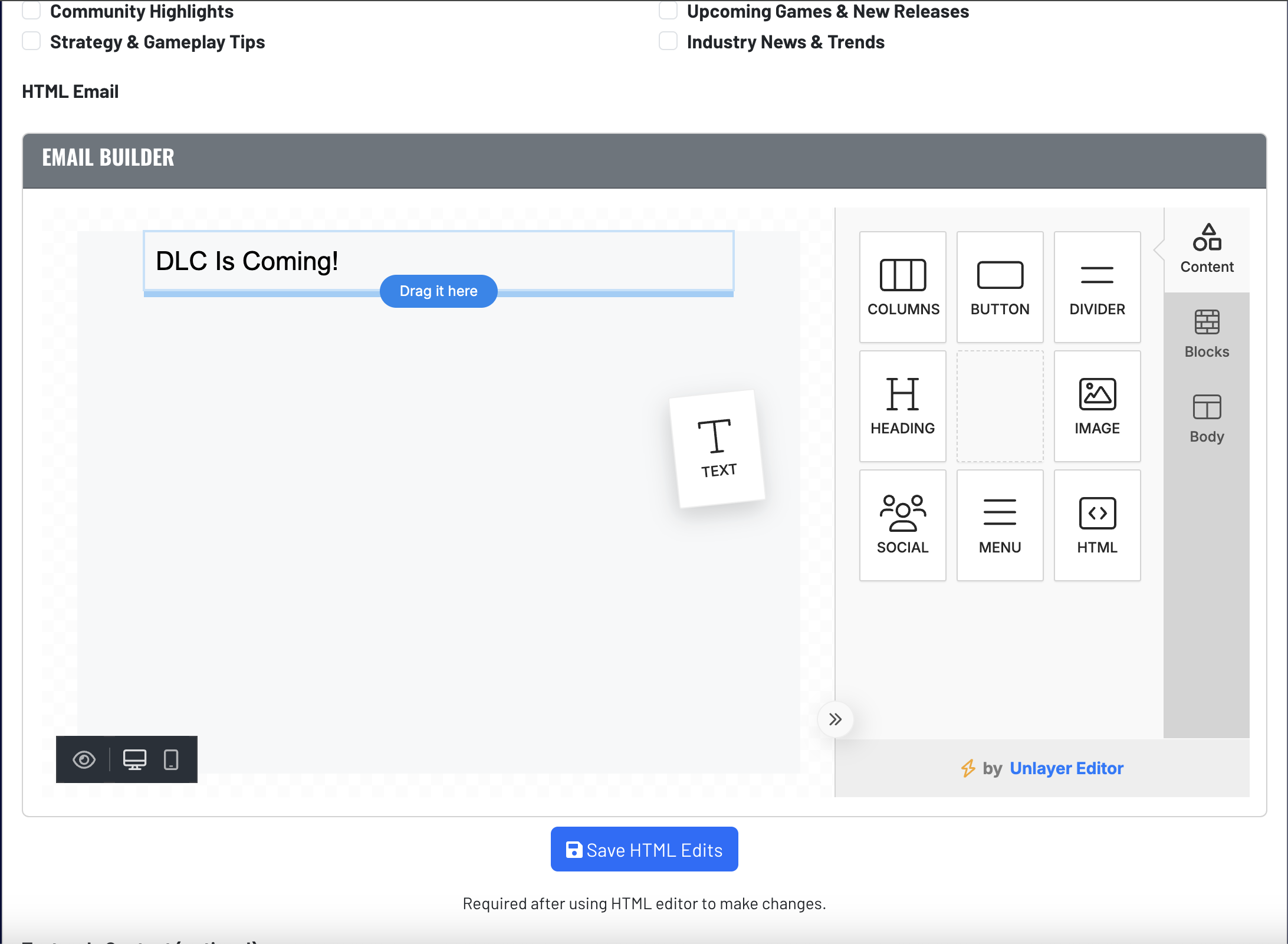 Newsletter Builder Preview